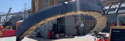 Prime Field Service Millwrights rigging and lifting Sag Mill half gear for install on Mill.