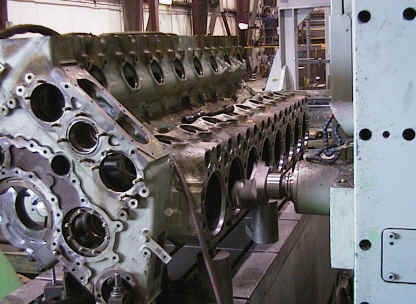 Large machining of engine block in our Salt Lake City Machine Shop.