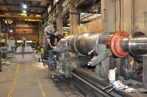 machining fan shaft in our large Niles lathe