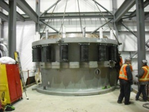 Complete maintenance of a cone crusher all wear parts being replaced.
