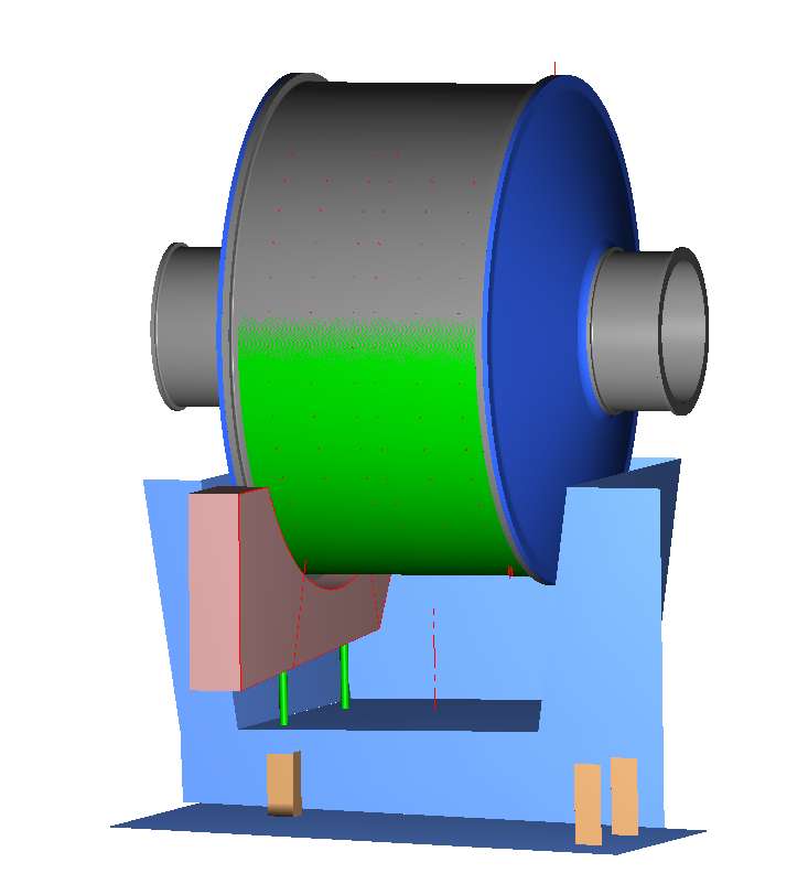 Large grinding mill laser scanned for accurate measurements to create model for the design of drill jig.